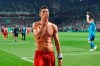 Bayern's Robert Lewandowski celebrates his team's 3-2 win after the German soccer cup, DFB Pokal, semifinal match between Werder Bremen and Bayern Munich at the Weser stadium in Bremen, Germany, Wednesday, April 24, 2019. (AP Photo/Martin Meissner)