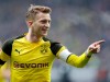 Dortmund's Marco Reus celebrates the opening goal during a German Bundesliga soccer match between Eintracht Frankfurt and Borussia Dortmund in Frankfurt, Germany, Saturday, Feb. 2, 2019. (AP Photo/Michael Probst)