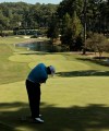 Lee Westwood, of England, hits a shot on the 15th hole during a practice round for the PGA Championship golf tournament Wednesday, Aug. 10, 2011, at the Atlanta Athletic Club in Johns Creek, Ga. (AP Photo/Charlie Riedel)