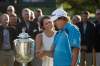 charlie neibergall / the associated press
Jason Dufner admires the Wanamaker Trophy with his wife Amanda after winning the PGA Championship Sunday.