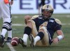 Trevor Hagan / Winnipeg Free Press
Winnipeg quarterback Buck Pierce was in constant fear for his life in the first half Saturday night as the Argos dished out the punishment.