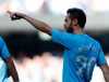 Manchester City's Bernardo Silva celebrates after scoring his sides fifth goal during the English Premier League soccer match between Manchester City and Watford at Etihad stadium in Manchester, England, Saturday, Sept. 21, 2019. (AP Photo/Rui Vieira)
