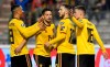 Belgium's Eden Hazard, 2nd right, celebrates with teammates after scoring his sides second goal during the Euro 2020 Group I qualifying match between Belgium and Russia at the King Baudouin stadium in Brussels on Thursday March 21, 2019. (AP Photo/Geert Vanden Wijngaert)