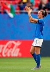 Italy's Barbara Bonansea greets fans after winning the Women's World Cup Group C soccer match between Australia and Italy at the Stade du Hainaut in Valenciennes, Sunday, June 9, 2019. (AP Photo/Francisco Seco)