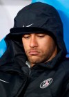 PSG's Neymar sits on the bench after loosing the French Cup soccer final between Rennes and Paris Saint Germain at the Stade de France stadium in Saint-Denis, outside Paris, France, Saturday, April 27, 2019. (AP Photo/Thibault Camus)