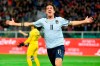 Italy's Nicolo' Zaniolo celebrates after scoring his side's second goal during a group J qualifying soccer match between Italy and Armenia at the Renzo Barbera stadium, in Palermo, Italy, Monday, Nov. 18, 2019. (ANSA via AP)