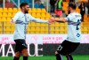 Sampdoria's Fabio Quagliarella, right, celebrates with his teammate Gregoire Defrel after scoring after scoring during the Italian Serie A soccer match between Parma and Sampdoria at the Ennio Tardini Stadium in Parma, Italy, Sunday, May 5, 2019. (Elisabetta Baracchi/ANSA via AP)