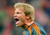 File--- Picture taken Oct.31, 2006 shows Munich's goalie Oliver Kahn during the Champions League match Bayern Munich vs Sporting Lissabon in Munich, Germany. (Matthias Schrader/dpa via AP)