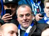 File---Picture taken April27, 2019 shows Schalke boss and billionaire Clemens Toennies stands with supporters in the stands during the German Bundesliga soccer match between Borussia Dortmund and FC Schalke 04 in Dortmund, Germany, (AP Photo/Martin Meissner)