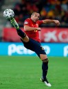 Spain's Santi Cazorla stretches to control the ball during a Euro 2020 Group F qualifying soccer match between Spain and Malta at the Ramon de Carranza stadium in Cadiz, Spain, Friday Nov. 15, 2019. (AP Photo/Miguel Morenatti)