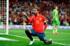 Spain's Sergio Ramos celebrates after scoring the opening goal with a penalty during the Euro 2020 Group F qualifying soccer match between Spain and Sweden at the Santiago Bernabeu stadium in Madrid, Monday June 10, 2019. (AP Photo/Manu Fernandez)