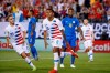 United States' Weston Mckennie celebrates after scoring a goal during the first half of a CONCACAF Gold Cup soccer match against Curacao, Sunday, June 30, 2019, in Philadelphia. The United States won 1-0. (AP Photo/Matt Slocum)