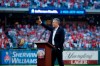 Former Philadelphia Phillies player Chase Utley acknowledges the crowd during a retirement ceremony before a baseball game between the Philadelphia Phillies and the Miami Marlins, Friday, June 21, 2019, in Philadelphia. (AP Photo/Matt Slocum)