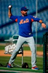 New York Mets manager Mickey Callaway pitcher batting practice before a baseball game against the Philadelphia Phillies, Monday, June 24, 2019, in Philadelphia. (AP Photo/Matt Slocum)