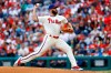 Philadelphia Phillies' Jake Arrieta pitches during the second inning of a baseball game against the New York Mets, Wednesday, April 17, 2019, in Philadelphia. (AP Photo/Matt Slocum)
