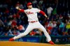 Philadelphia Phillies' Jerad Eickhoff pitches during the third inning of a baseball game against the Miami Marlins, Friday, April 26, 2019, in Philadelphia. (AP Photo/Matt Slocum)