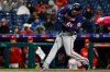 Minnesota Twins' Max Kepler hits a two-run home run off Philadelphia Phillies starting pitcher Nick Pivetta during the third inning of a baseball game Friday, April 5, 2019, in Philadelphia. (AP Photo/Matt Slocum)