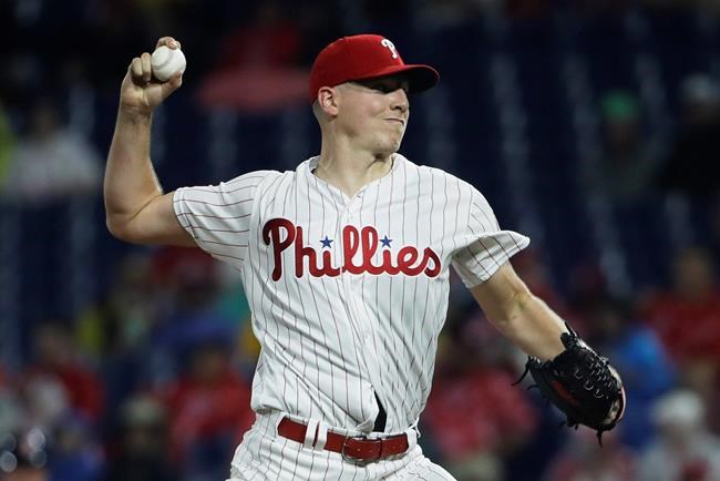 Philadelphia Phillies starting pitcher Nick Pivetta throws during the fourth inning of a baseball game against the St. Louis Cardinals, Tuesday, May 28, 2019, in Philadelphia. (AP Photo/Matt Rourke)