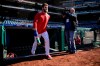 Philadelphia Phillies right fielder Bryce Harper takes the field for baseball practice, Tuesday, March 26, 2019, in Philadelphia. (AP Photo/Matt Rourke)