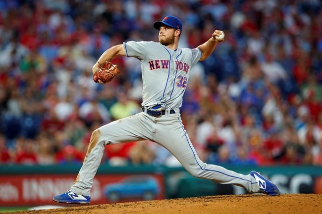 New York Mets' Steven Matz pitches during the fourth inning of a baseball game against the Philadelphia Phillies, Monday, June 24, 2019, in Philadelphia. (AP Photo/Matt Slocum)