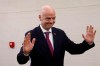 FIFA President Gianni Infantino, arrives at the Pyongyang Airport in Pyongyang, North Korea Tuesday, Oct. 15, 2019. Infantino arrived in Pyongyang on the day that North Korean and South Korean teams are set to play a World Cup qualifier match in the North’s capital. (AP Photo/Jon Chol Jin)