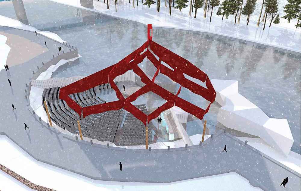 Glacial Time is being held in Pavilion Sub-Zero, a custom-designed amphitheatre on the Assiniboine River at The Forks in collaboration with architect and warming huts pioneer Peter Hargraves. (Supplied)