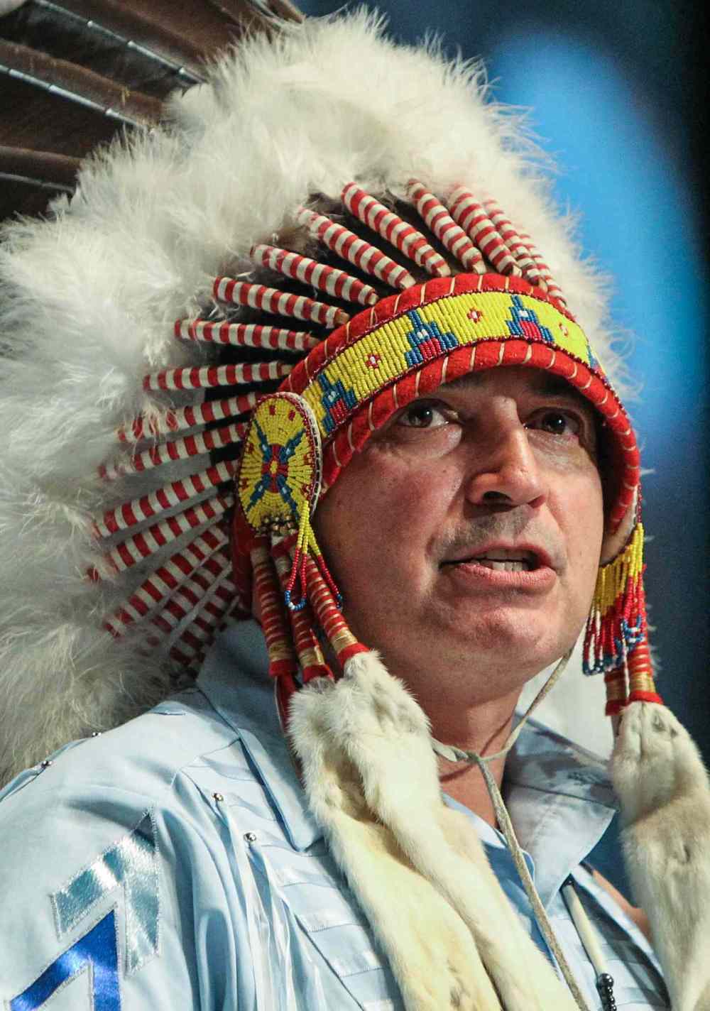 MIKE DEAL / WINNIPEG FREE PRESS
National Chief Perry Bellegarde speaks after being elected on the first ballot at the Assembly of First Nations election in Winnipeg on Wednesday.