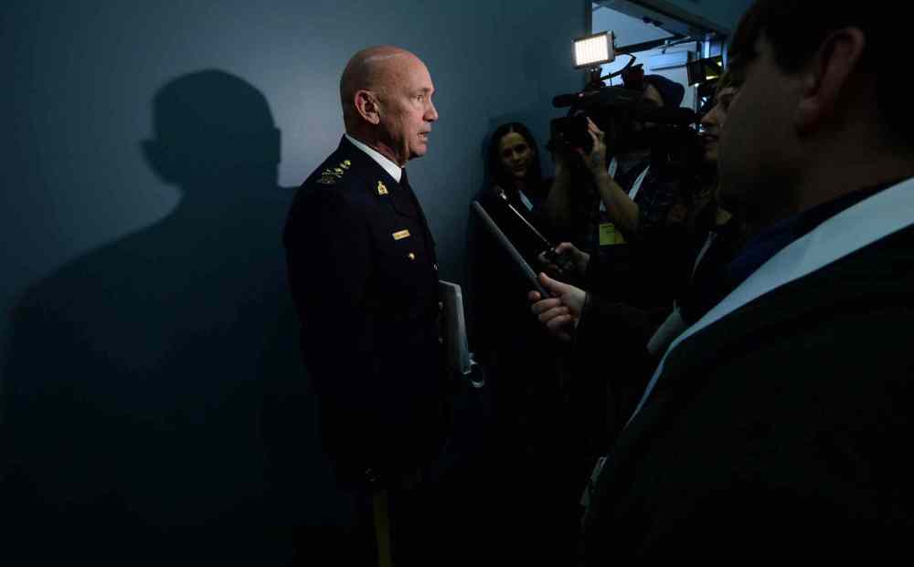 THE CANADIAN PRESS/Sean Kilpatrick
RCMP Commissioner Bob Paulson speaks to media after delivering a speech at a security conference in Ottawa on Wednesday, Nov. 25, 2015.
