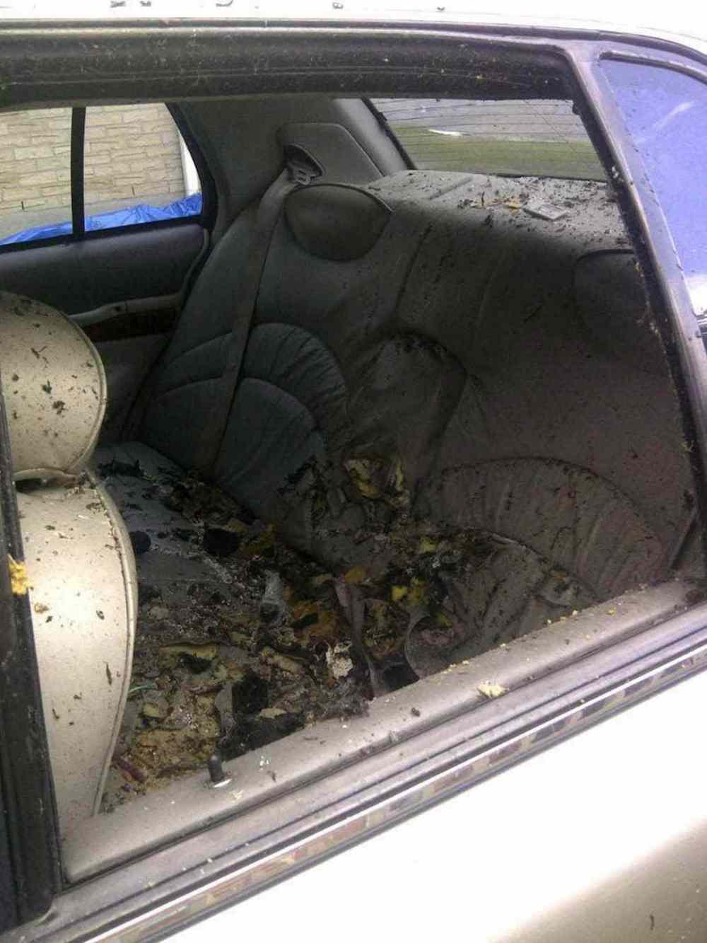 RCMP / THE CANADIAN PRESS
The aftermath of an explosion inside of a taxi that Aaron Driver entered after leaving a house in Strathroy, Ontario is seen in this handout photo. RCMP confronted the Driver as he fled the house into the back seat of a waiting taxi, where an improvised explosive device suddenly detonated, injuring the cab driver.