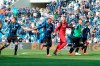Atalanta's players celebrate at the end of a Serie A soccer match between Atalanta and Genoa at the Mapei Stadium in Reggio Emilia, Italy, Saturday, May 11, 2019. Atalanta won 2-1. (Paolo Magni/ANSA via AP)