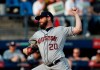 Houston Astros' Wade Miley pitches during the first inning of a baseball game against the Los Angeles Angels, in Monterrey, Mexico, Saturday, May 4, 2019. (AP Photo/Rebecca Blackwell)