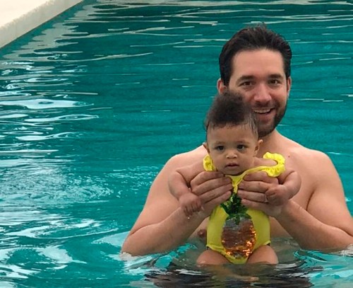 In this undated photo provided by Edelman communications marketing firm, Alexis Ohanian, founder of the social media company Reddit, poses for a photo with his daughter Olympia. Ohanian wants other guys to be jealous of him. Not because he's a multimillionaire venture capitalist. Or because he's married to tennis pro Serena Williams. The Reddit co-founder wants men to covet the time he gets to spend with his 1-year-old daughter, Olympia. (Edelman via AP)