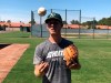 In this Friday, Aug. 23, 2019, photo, Oakland Athletics rookie pitcher Nathan Patterson tosses a baseball, in Mesa, Ariz. Patterson earned a contract after hitting 96 mph on the radar gun at a fan pitching challenge at Colorado’s Coors Field. He made his last appearance for the A’s in rookie league on Aug. 25, allowing a hit in 2 2/3 innings with two strikeouts against the Cleveland Indians. (AP Photo/John Marshall)
