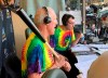 Bill Walton does commentary on NBC Sports Chicago for the Chicago White Sox's baseball game against the Los Angeles Angels on Friday, Aug. 16, 2019, in Anaheim, Calif. Walton was calling the game on an invitation from the White Sox and announcer Jason Benetti, right. (AP Photo/Joe Reedy)