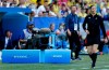 A cameraman films the Women's World Cup Group F soccer match between Sweden and Thailand at the Stade de Nice in Nice, France, Sunday, June 16, 2019. FIFA has demanded Saudi-backed satellite broadcaster Arabsat stop transmitting pirated feeds of Women's World Cup games from a Qatari network in an ongoing sports television rights dispute linked to the Gulf diplomatic crisis. (AP Photo/Claude Paris)