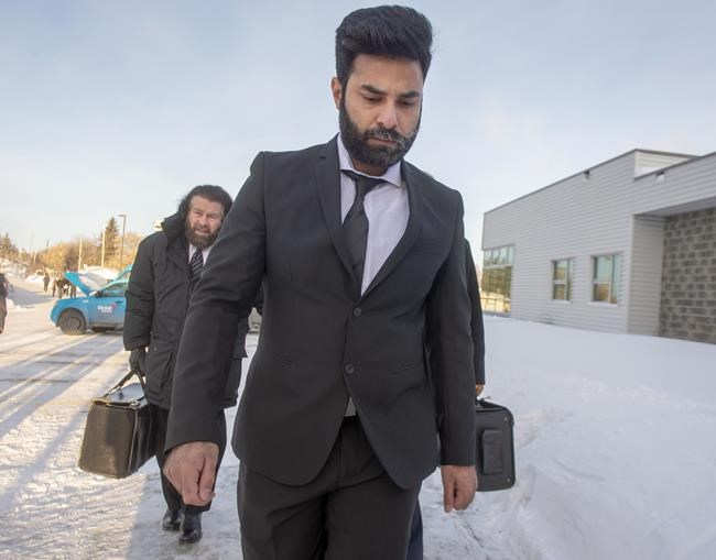 Jaskirat Singh Sidhu, the driver of the truck that struck the bus carrying the Humboldt Broncos hockey team,  arrives for the third day of his sentencing hearing, Wednesday, January 30, 2019 in Melfort, Sask.THE CANADIAN PRESS/Ryan Remiorz