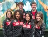 The Canadian diving team for the Rio Olympics is introduced at a news conference, Monday, June 13, 2016 in Montreal. Front row (left to right) Pamela Ware, Jennifer Abel, Meaghan Benfeito and Roseline Fillion. Back row: Philippe Gagne (left) and Vincent Riendeau.THE CANADIAN PRESS/Ryan Remiorz