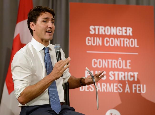 Leader of the Liberal Party of Canada, Justin Trudeau, participates in a discussion with healthcare professionals about the need to end gun violence in Toronto on Monday, September 30, 2019. THE CANADIAN PRESS/Ryan Remiorz