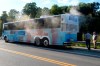 Smoke and steam surround the media contingent of the Conservative Party's campaign convoy following a radiator hose mishap on the road, on Monday, Sept. 21, 2015. THE CANADIAN PRESS/Ryan Remiorz