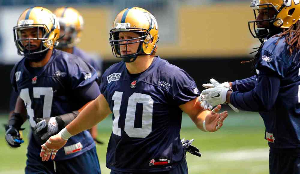 BORIS MINKEVICH / WINNIPEG FREE PRESS
'I'm feeling a lot more comfortable now that we’ve got that game out of the way and we’re rolling,' Sam Hurl said today after practice at Investors Group Field.