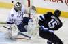 JOE BRYKSA / WINNIPEG FREE PRESS
Winnipeg Jets forward Mike Santorelli just misses the net as Tampa Bay Lightning goaltender Ben bishop defends during first-period NHL action at the MTS Centre Tuesday.