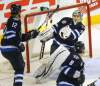 Phil Hossack / Winnipeg Free Press
Winnipeg Jets netminder Ondrej Pavelec fights with the puck late in the first period at the MTS Centre Wednesday as he makes the save.