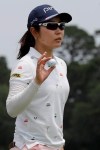 Mamiko Higa of Japan, reacts after a birdie putt on the 12th green during the second round of the U.S. Women's Open golf tournament, Friday, May 31, 2019, in Charleston, S.C. (AP Photo/Steve Helber)