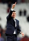 Watford manager Javi Gracia acknowledges the fans after the Premier League match at London Stadium Saturday, December 22, 2018. (Chris Radburn/PA via AP)