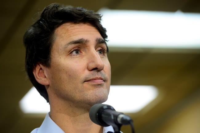 Liberal leader Justin Trudeau speaks to the media at a Thanksgiving food drive in Toronto on Sunday, Oct. 13, 2019. THE CANADIAN PRESS/Sean Kilpatrick