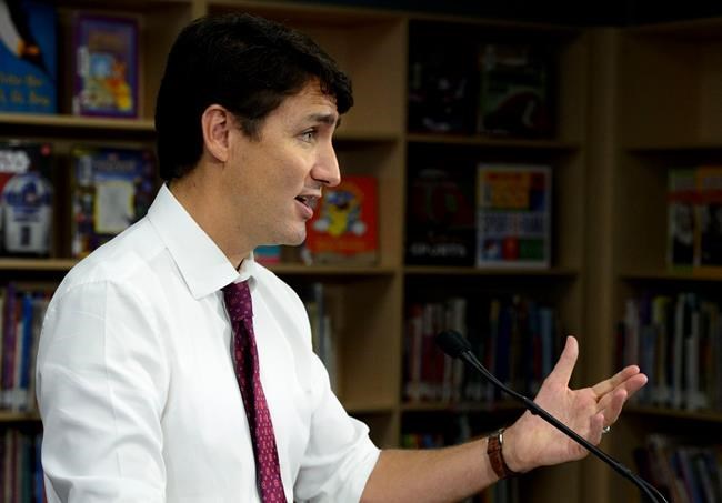 Liberal Leader Justin Trudeau makes a campaign stop at Sandowne Public School in Waterloo, Ont., on Monday, Sept. 16, 2019. THE CANADIAN PRESS/Sean Kilpatrick