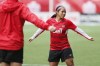 JOHN WOODS / THE CANADIAN PRESS
Team Canada midfielder Desiree Scott (11) warms up during practice in Winnipeg on Wednesday, May 7, 2014. Team Canada was practicing in preparation for their friendly match against USA on Thursday.