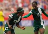 John Woods / The Canadian Press 
Nigeria's Francisca Ordega (17) celebrates her goal against Sweden with teammate Asisat Oshoala (8) during FIFA Women's World Cup second half soccer action in Winnipeg on Monday, June 8.