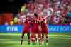 THE CANADIAN PRESS / Darryl Dyck
Canada's Robyn Gayle, from left to right, Sophie Schmidt, Christine Sinclair, Selenia Iacchelli and Carmelina Moscato celebrate after defeating Switzerland 1-0 in the FIFA Women's World Cup round of 16 soccer action in Vancouver, B.C., on Sunday.