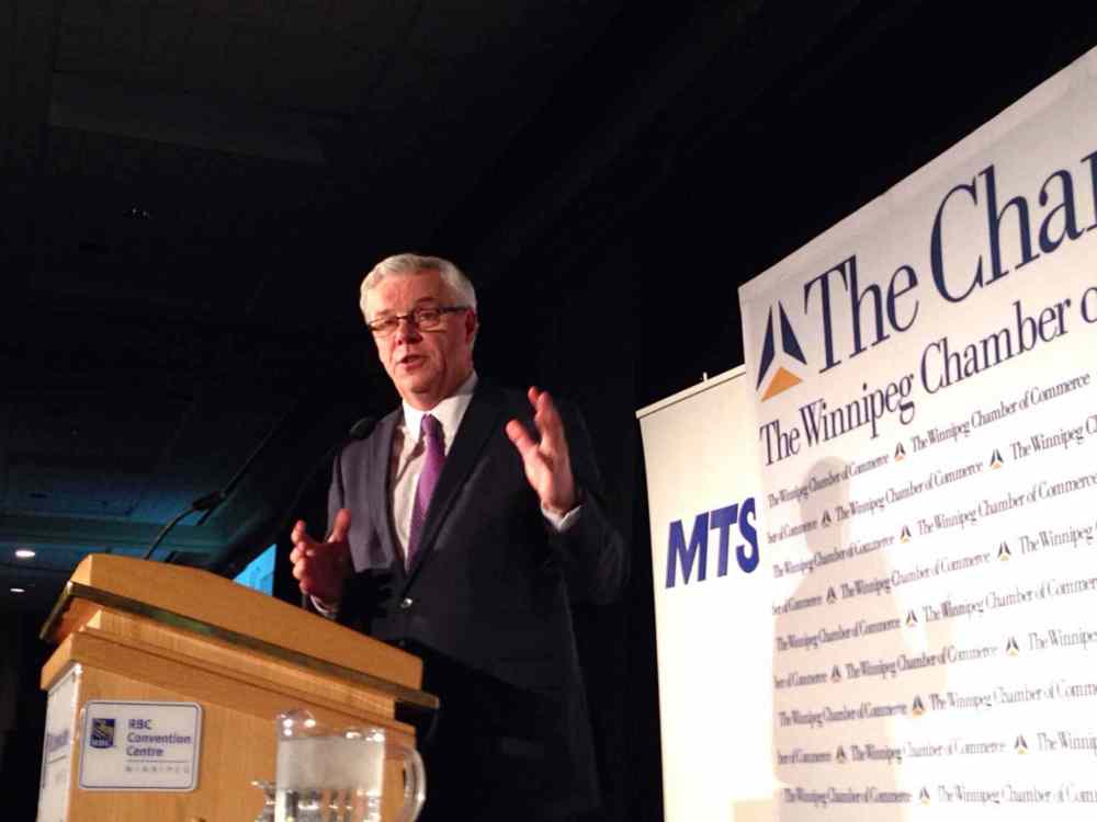 Ruth Bonneville / Winnipeg Free Press
Premier Selinger takes the stage at the RBC Convention Centre.